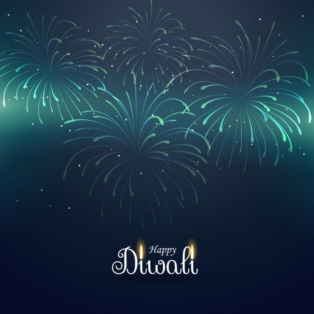 Fondo azul con fuegos artificiales para diwali