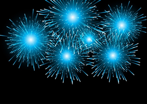 Fondo azul de fuegos artificiales