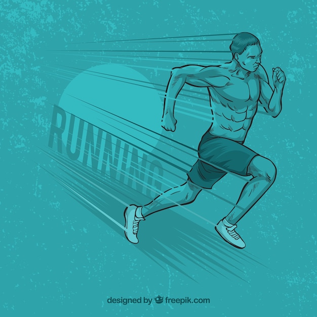 Vector gratuito fondo azul de hombre corriendo