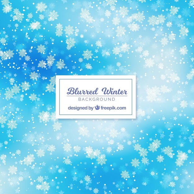 Fondo azul invierno con efecto bokeh
