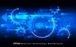 Vector gratuito fondo azul mecánico con engranajes. concepto de ruedas dentadas de ingeniería digital. rueda dentada del engranaje