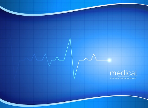 Fondo azul de ondas con electrocardiograma