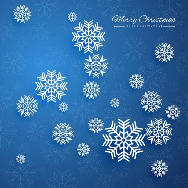 Fondo azul oscuro con copos de nieve