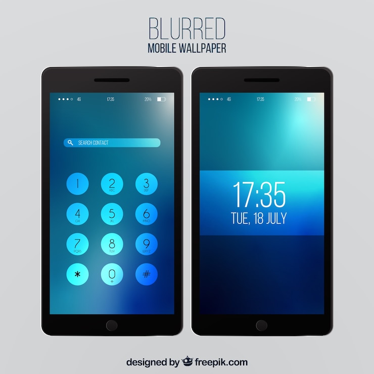 Vector gratuito fondo azul de pantalla desenfocado para móvil
