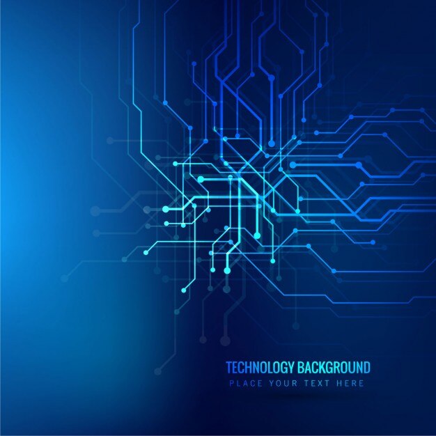 Fondo azul de tecnología con líneas y puntos