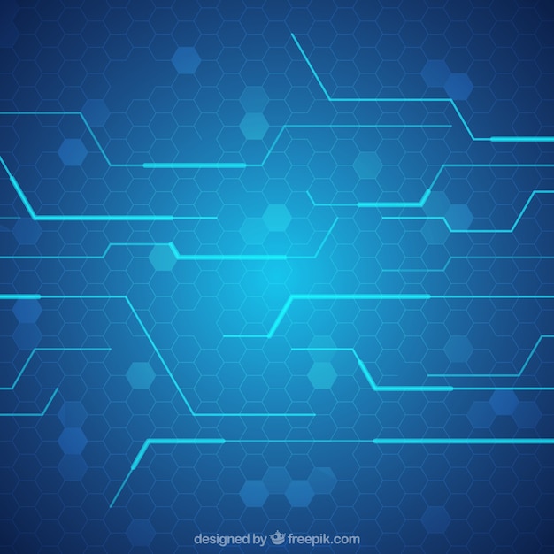 Fondo azul de tecnología con líneas