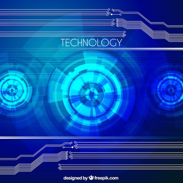 Fondo azul tecnológico con formas abstractas 