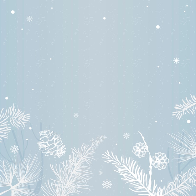 Fondo azul con vector de decoración de invierno