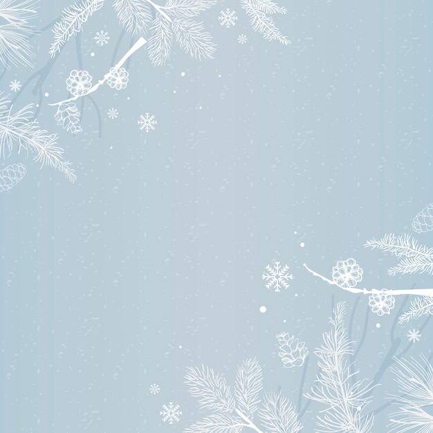 Fondo azul con vector de decoración de invierno