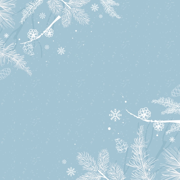 Fondo azul con vector de decoración de invierno