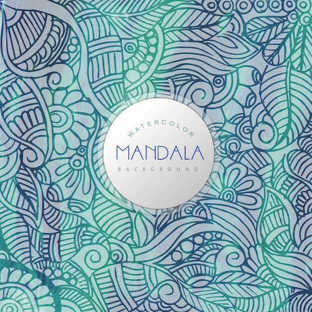 Fondo azul y verde con diseño de mandala