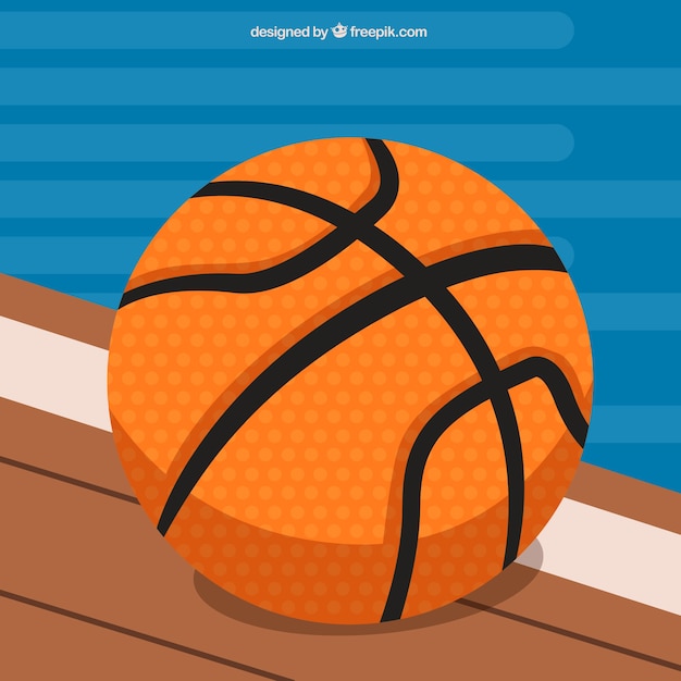 Vector gratuito fondo de balón de baloncesto en diseño plano