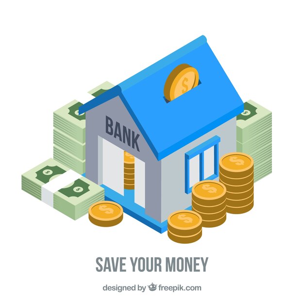 Fondo de banco con ahorros 