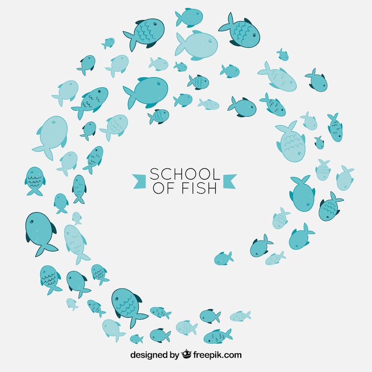 Vector gratuito fondo de banco de peces en estilo hecho a mano