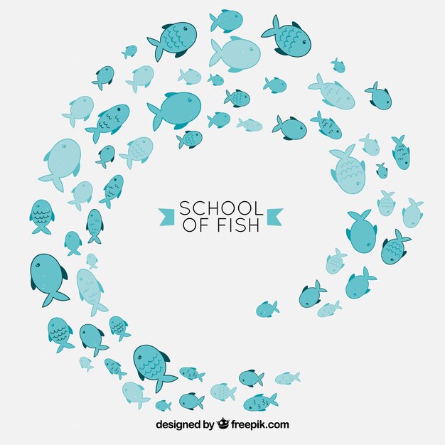 Fondo de banco de peces en estilo hecho a mano