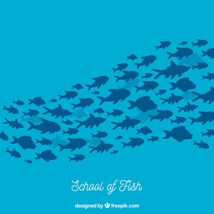 Vector gratuito fondo de banco de peces en estilo hecho a mano