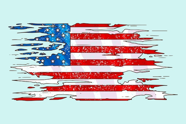 Fondo de bandera americana grunge dibujado a mano