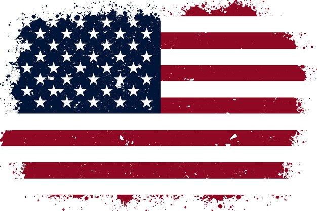 Fondo de bandera americana grunge de diseño plano