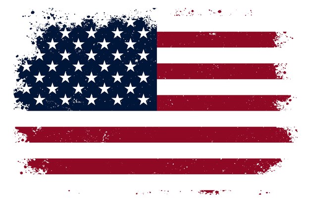 Fondo de bandera americana grunge de diseño plano