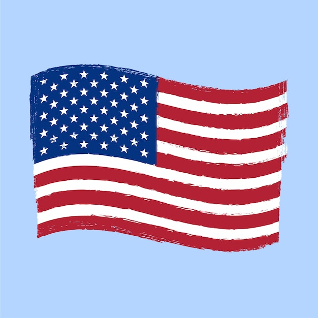 Fondo de bandera americana grunge de diseño plano