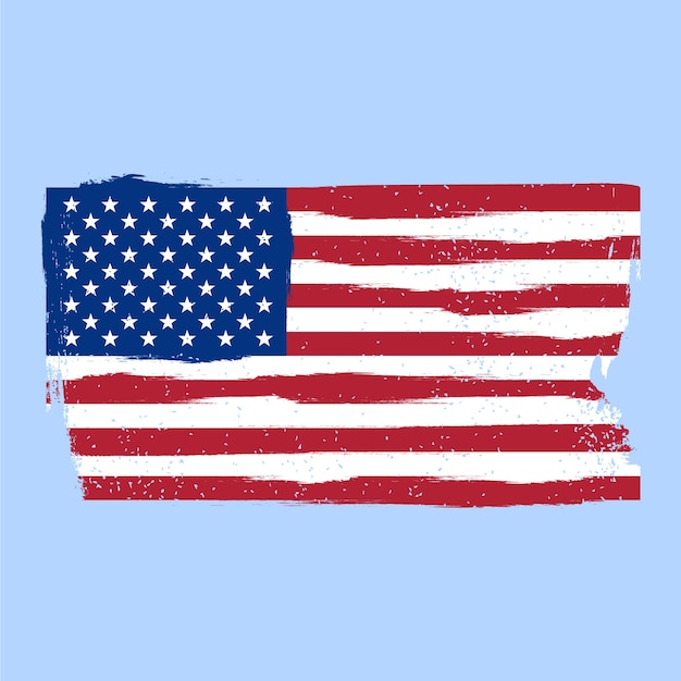 Fondo de bandera americana grunge de diseño plano