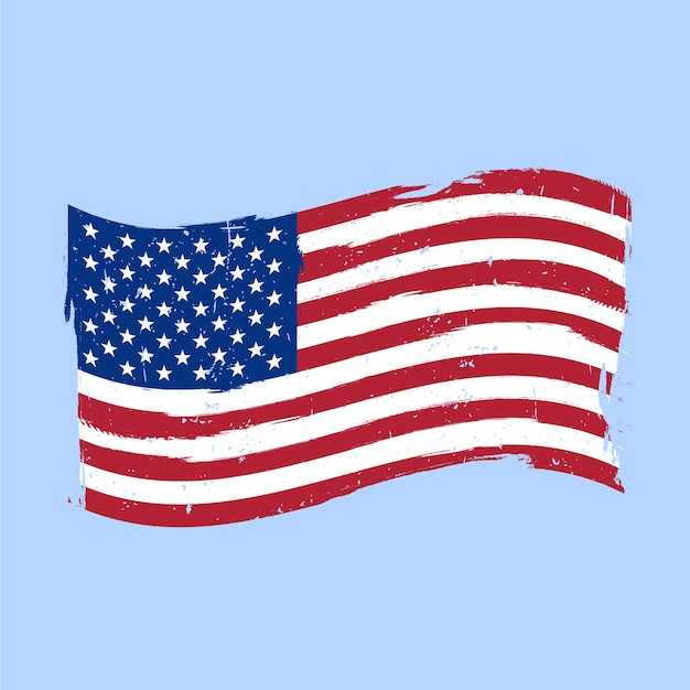 Fondo de bandera americana grunge de diseño plano