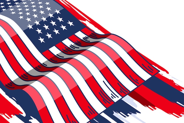 Fondo de bandera americana ondeando dibujado a mano