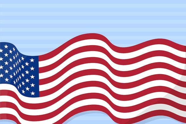 Fondo de bandera americana ondeando diseño plano