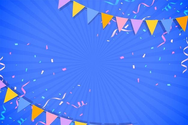 Vector gratuito fondo de bandera de fiesta decorativa y diseño de confeti