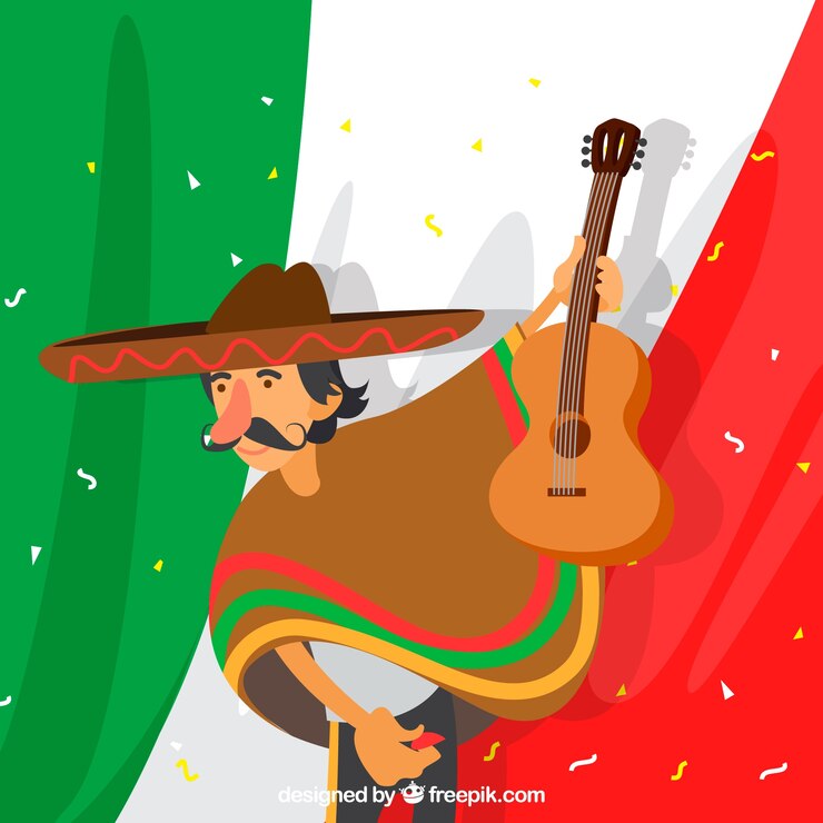 Vector gratuito fondo de bandera de mexico con hombre