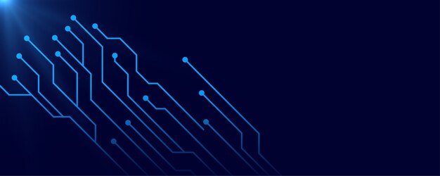 Fondo de banner azul de circuito digital con espacio de texto