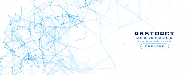 Fondo de banner blanco con diagrama de malla de red abstracta