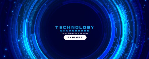 Fondo de banner de concepto de tecnología digital futurista en colores azules