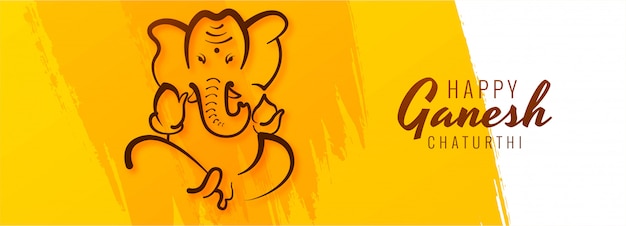 Fondo de banner creativo feliz festival ganesh chaturthi