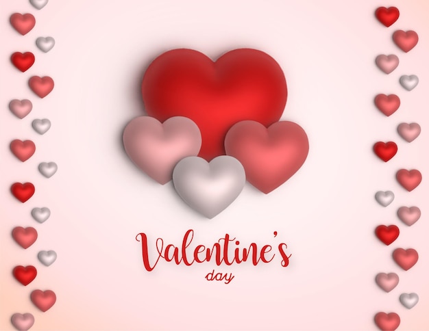 Fondo de banner de día de San Valentín de amor hermoso Efecto de corazón 3D multipropósito