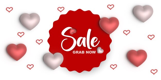 Fondo de banner de día de San Valentín de amor hermoso Efecto de corazón 3D multipropósito