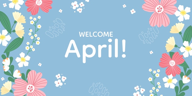 Fondo y banner horizontal plano hola abril
