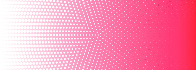 Fondo de banner de patrón de semitono circular rosa y blanco abstracto