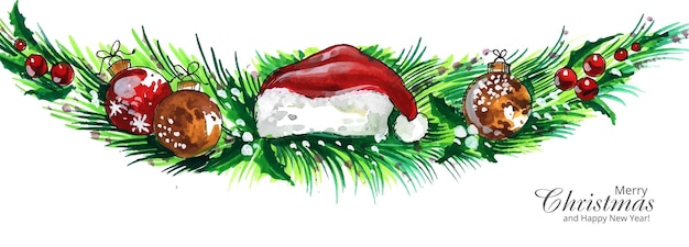 Fondo de banner de tarjeta de vacaciones de guirnalda de Navidad decorado