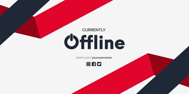 Fondo de banner de Twitch actualmente sin conexión con formas rojas geométricas