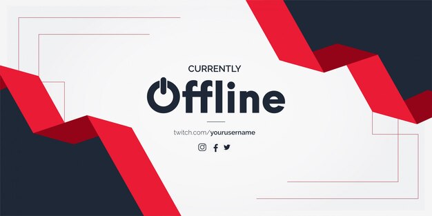 Fondo de banner de Twitch sin conexión con formas de cinta
