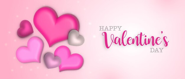 Fondo de banner de venta de día de San Valentín de amor hermoso Efecto de corazón 3D multipropósito