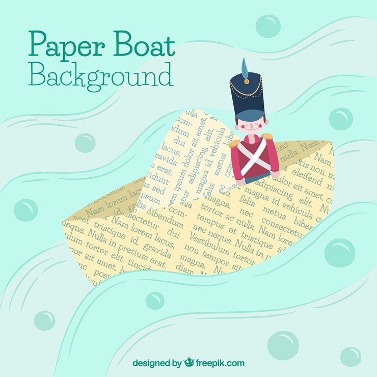 Vector gratuito fondo de barco de papel con soldado