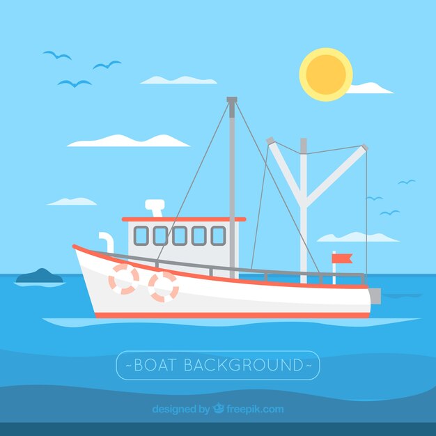 Fondo de barco pesquero navegando 