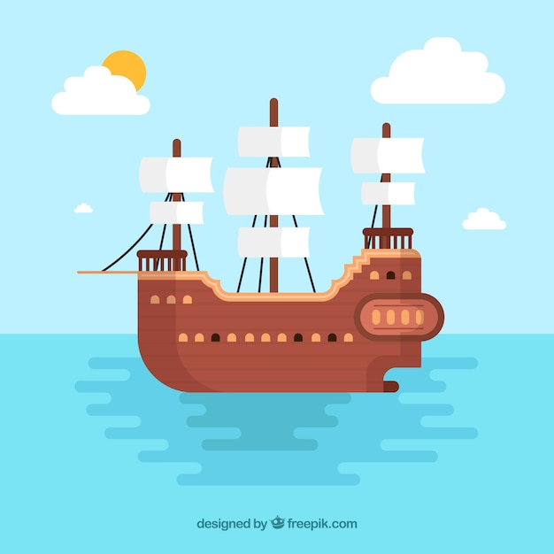 Fondo de barco pirata en diseño plano