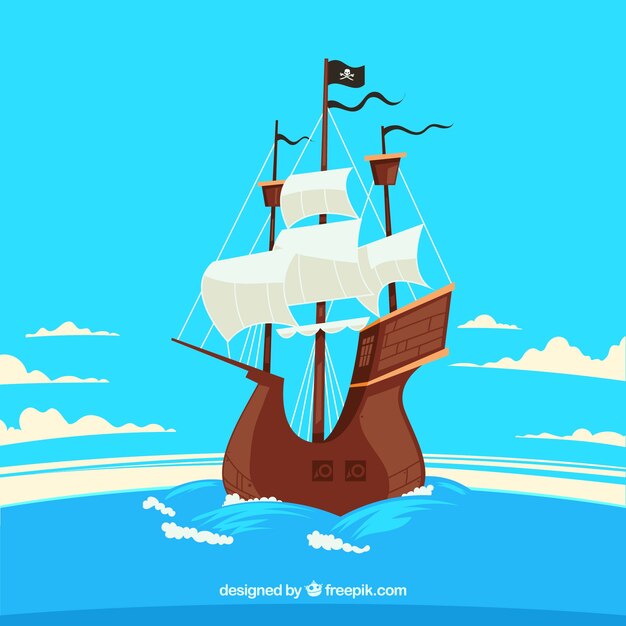 Fondo de barco pirata navegando 