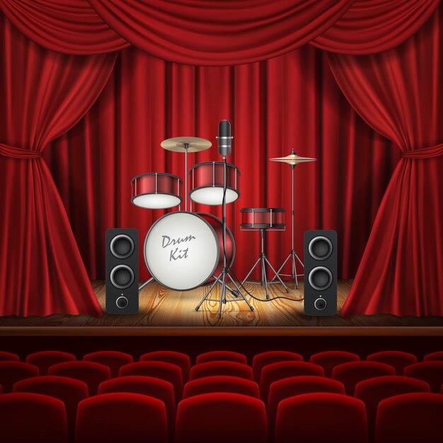 fondo con la batería en el escenario vacío