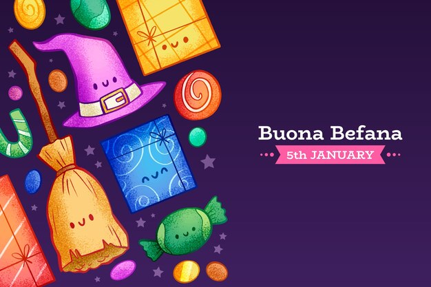 Fondo de befana dibujado a mano