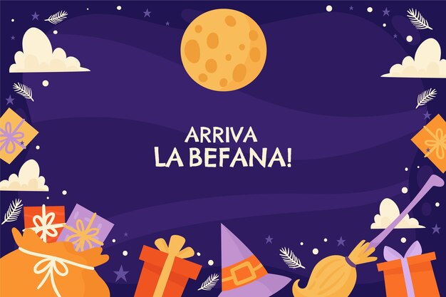 Fondo befana plano dibujado a mano