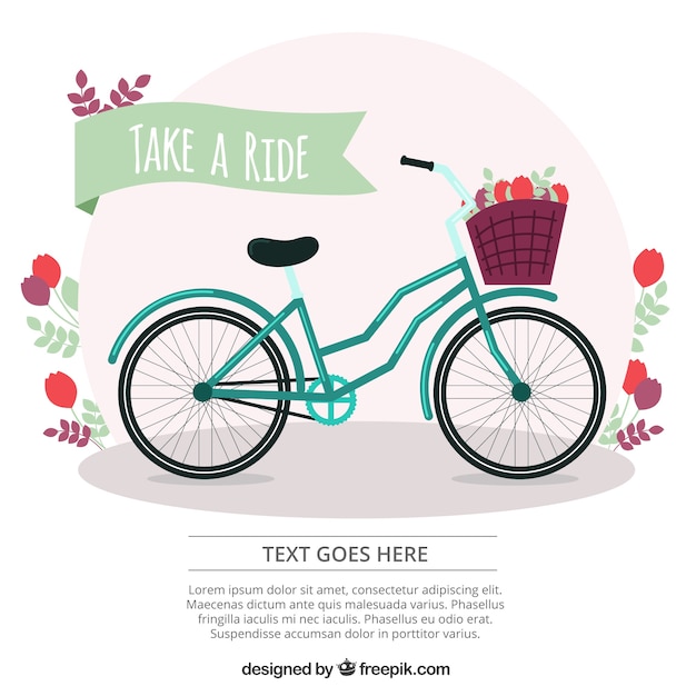 Vector gratuito fondo de bici con detalles florales